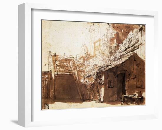 Dutch Peasant House, 17th Century-Rembrandt van Rijn-Framed Giclee Print