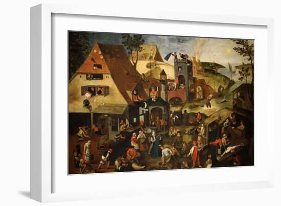 Dutch Proverb Painting, 1580-Pieter Brueghel the Younger-Framed Giclee Print