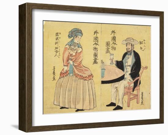 Dutch (Right), American Woman (Left)-Utagawa Yoshiiku-Framed Giclee Print