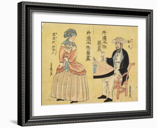 Dutch (Right), American Woman (Left)-Utagawa Yoshiiku-Framed Giclee Print