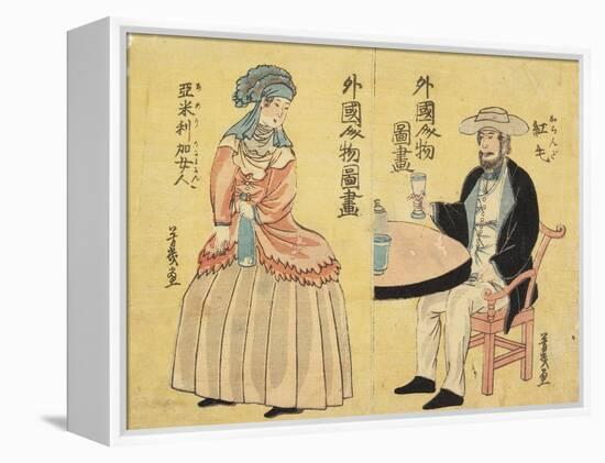 Dutch (Right), American Woman (Left)-Utagawa Yoshiiku-Framed Premier Image Canvas