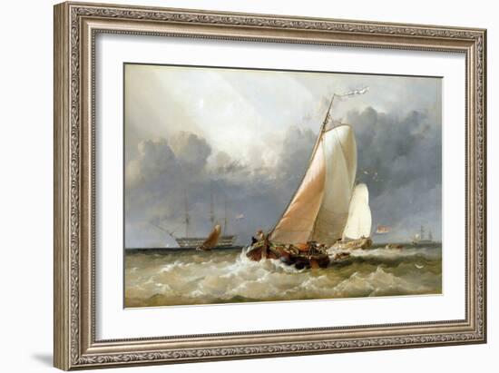 Dutch Sailboat Sailing on the Zuiderzee (Holland). Oil on Canvas, 1848, by Edward William Cooke (18-Edward William Cooke-Framed Giclee Print