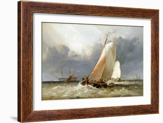 Dutch Sailboat Sailing on the Zuiderzee (Holland). Oil on Canvas, 1848, by Edward William Cooke (18-Edward William Cooke-Framed Giclee Print