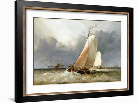 Dutch Sailboat Sailing on the Zuiderzee (Holland). Oil on Canvas, 1848, by Edward William Cooke (18-Edward William Cooke-Framed Giclee Print