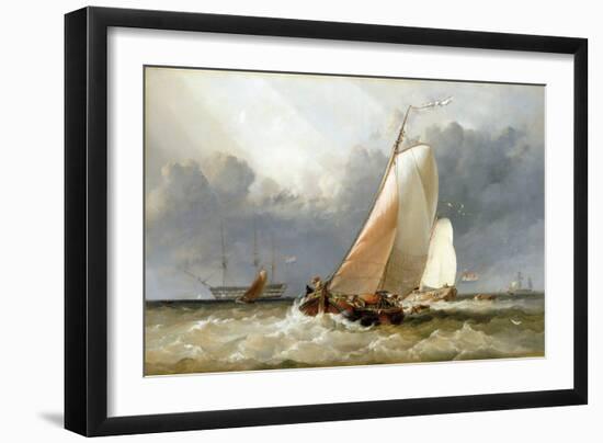 Dutch Sailboat Sailing on the Zuiderzee (Holland). Oil on Canvas, 1848, by Edward William Cooke (18-Edward William Cooke-Framed Giclee Print