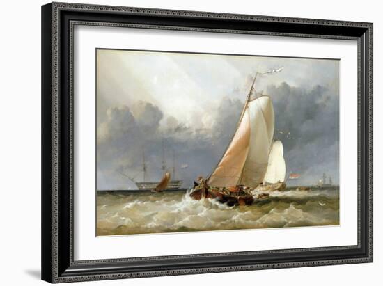 Dutch Sailboat Sailing on the Zuiderzee (Holland). Oil on Canvas, 1848, by Edward William Cooke (18-Edward William Cooke-Framed Giclee Print