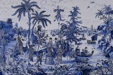 Plaque with a Chinoiserie landscape and gilt details, c.1680-Dutch School-Giclee Print