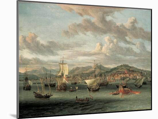 Dutch Shipping Off the Bay of Smyrna with a State Barge-Abraham Storck-Mounted Giclee Print