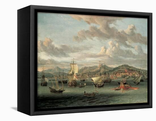 Dutch Shipping Off the Bay of Smyrna with a State Barge-Abraham Storck-Framed Premier Image Canvas