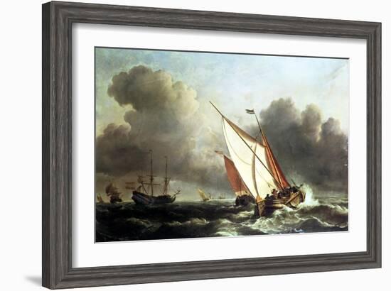 Dutch Shipping Offshore in a Rising Gale-Willem Van De, The Younger Velde-Framed Giclee Print