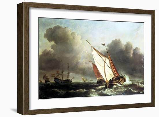 Dutch Shipping Offshore in a Rising Gale-Willem Van De, The Younger Velde-Framed Giclee Print