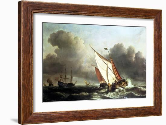 Dutch Shipping Offshore in a Rising Gale-Willem Van De, The Younger Velde-Framed Giclee Print