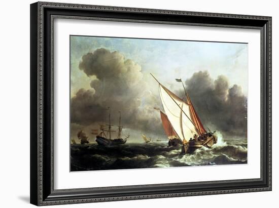 Dutch Shipping Offshore in a Rising Gale-Willem Van De, The Younger Velde-Framed Giclee Print