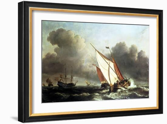 Dutch Shipping Offshore in a Rising Gale-Willem Van De, The Younger Velde-Framed Giclee Print