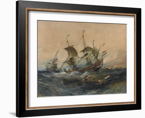 Dutch Ships in a Storm, 1839 (W/C & Gouache on Wove Paper)-Louis Eugene Gabriel Isabey-Framed Giclee Print