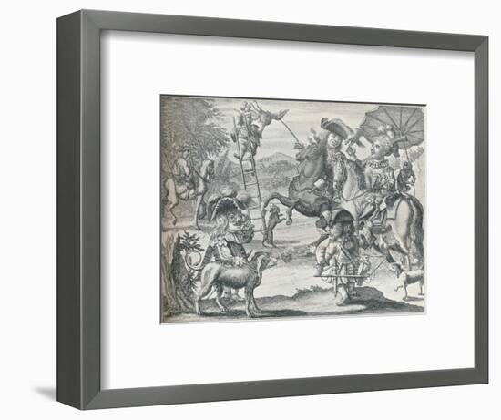 Dutch Skit on Falconry, c1716, (1916)-Unknown-Framed Giclee Print