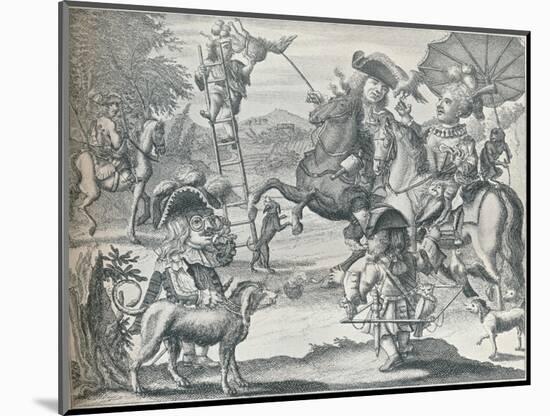 Dutch Skit on Falconry, c1716, (1916)-Unknown-Mounted Giclee Print