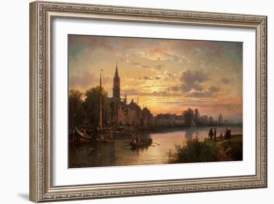 Dutch Sunset Scene, 1873-Charles Euphrasie Kuwasseg-Framed Giclee Print