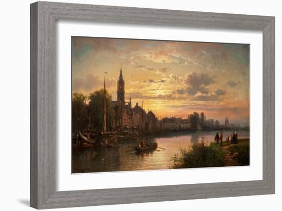 Dutch Sunset Scene, 1873-Charles Euphrasie Kuwasseg-Framed Giclee Print