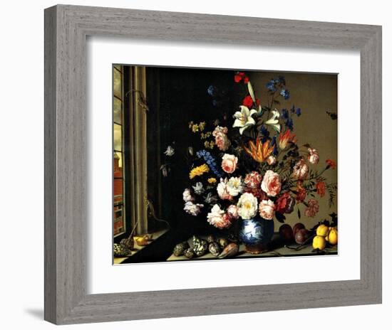 Dutch Vase of Flowers by a Window-Balthasar van der Ast-Framed Giclee Print