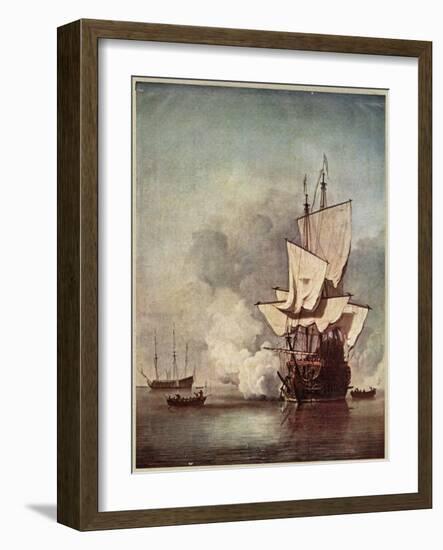 Dutch Warships 1670-Willem van de Velde-Framed Art Print