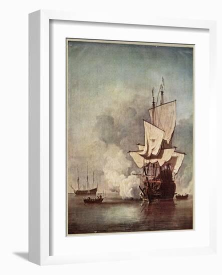 Dutch Warships 1670-Willem van de Velde-Framed Art Print