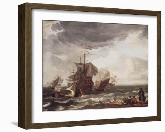 Dutch Warships-Ludolf Backhuysen-Framed Giclee Print