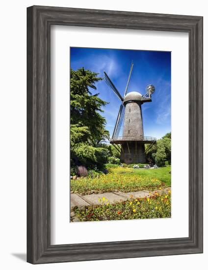 Dutch Windmill With Blooming Tulips-George Oze-Framed Photographic Print