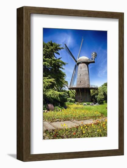 Dutch Windmill With Blooming Tulips-George Oze-Framed Photographic Print