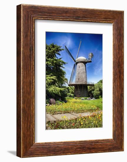 Dutch Windmill With Blooming Tulips-George Oze-Framed Photographic Print