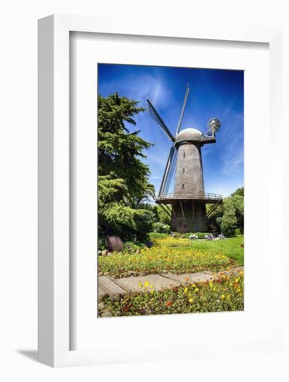 Dutch Windmill With Blooming Tulips-George Oze-Framed Photographic Print