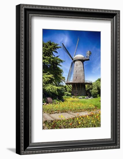 Dutch Windmill With Blooming Tulips-George Oze-Framed Photographic Print