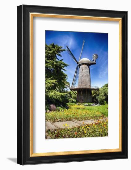Dutch Windmill With Blooming Tulips-George Oze-Framed Photographic Print