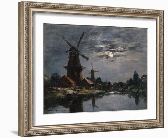 Dutch Windmills, 1884-Eugene Louis Boudin-Framed Giclee Print