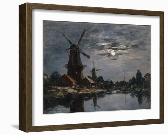 Dutch Windmills, 1884-Eugene Louis Boudin-Framed Giclee Print