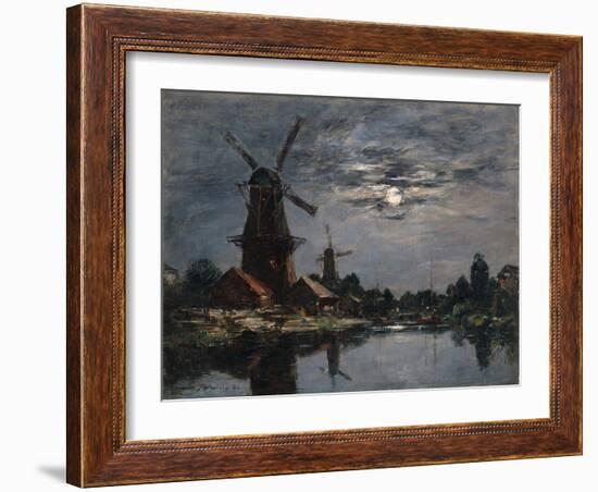 Dutch Windmills, 1884-Eugene Louis Boudin-Framed Giclee Print