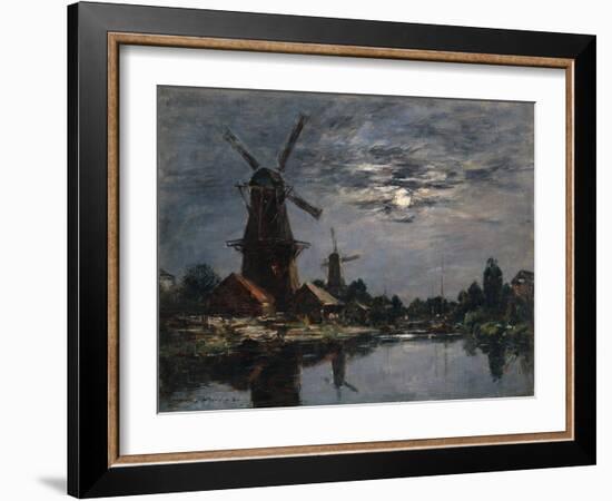 Dutch Windmills, 1884-Eugene Louis Boudin-Framed Giclee Print