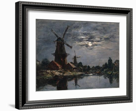 Dutch Windmills, 1884-Eugene Louis Boudin-Framed Giclee Print