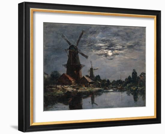 Dutch Windmills, 1884-Eugene Louis Boudin-Framed Giclee Print