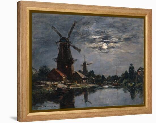 Dutch Windmills, 1884-Eugene Louis Boudin-Framed Premier Image Canvas