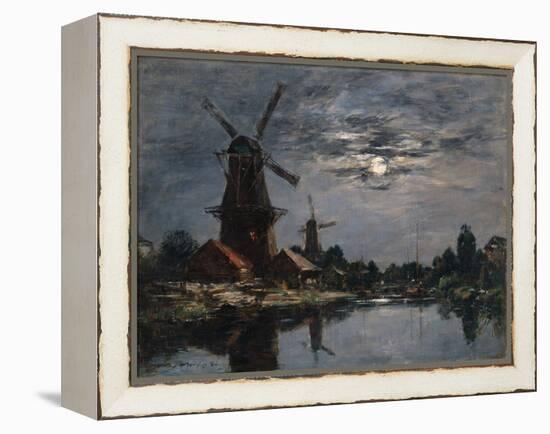 Dutch Windmills, 1884-Eugene Louis Boudin-Framed Premier Image Canvas