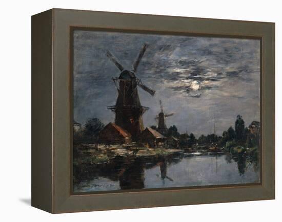 Dutch Windmills, 1884-Eugene Louis Boudin-Framed Premier Image Canvas