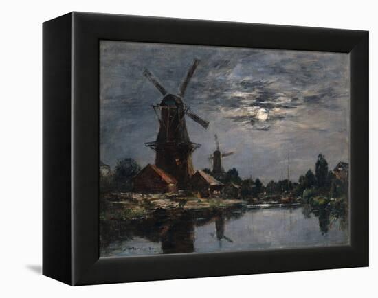 Dutch Windmills, 1884-Eugene Louis Boudin-Framed Premier Image Canvas