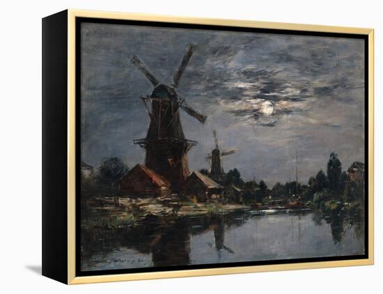 Dutch Windmills, 1884-Eugene Louis Boudin-Framed Premier Image Canvas