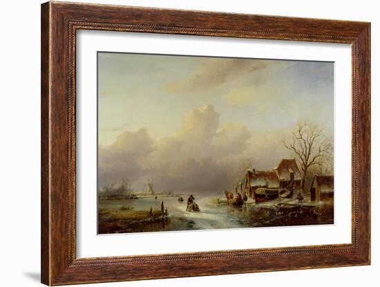 Dutch Winter Landscape-Andreas Schelfhout-Framed Giclee Print