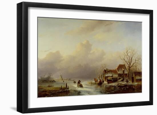 Dutch Winter Landscape-Andreas Schelfhout-Framed Giclee Print