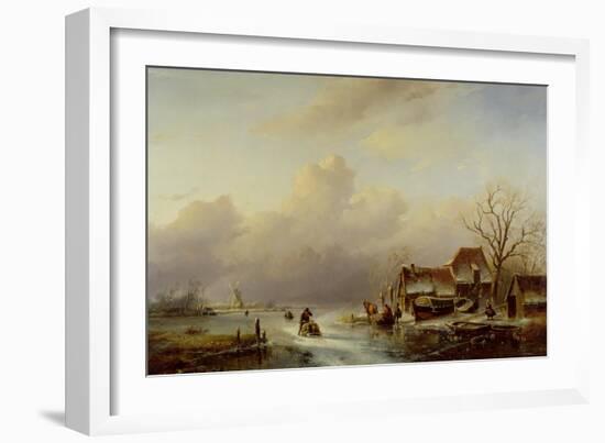Dutch Winter Landscape-Andreas Schelfhout-Framed Giclee Print