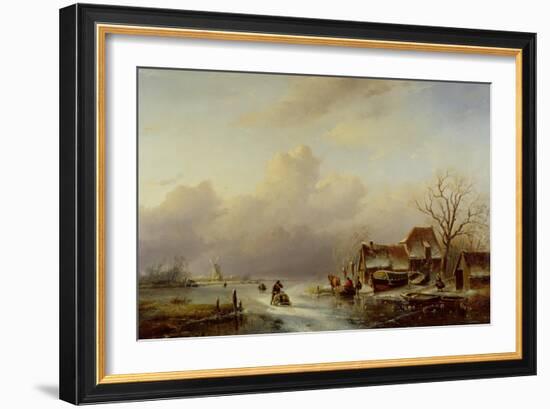 Dutch Winter Landscape-Andreas Schelfhout-Framed Giclee Print