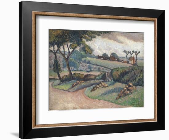 Duton Hill, Essex, 1910 (Oil on Canvas Laid on Board)-Lucien Pissarro-Framed Giclee Print