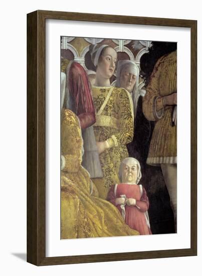 Dwarf and Courtiers, Family and Court of Marchese Ludovico Gonzaga III of Mantua, c.1465-74-Andrea Mantegna-Framed Giclee Print